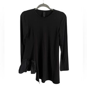 Amma Asymmetrical Ruffle Black Top, size small